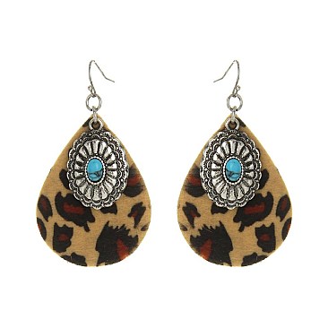 Fashionable Concho Charm Leather Earrings SLE1542