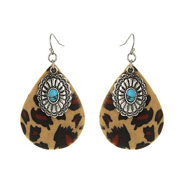 Fashionable Concho Charm Leather Earrings SLE1542