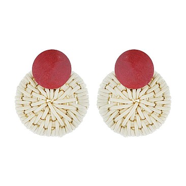 Trendy Round Rattan Post Earring SLE1544