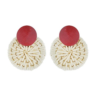 Trendy Round Rattan Post Earring SLE1544