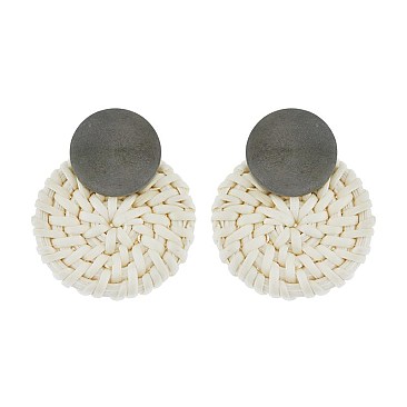 Trendy Round Rattan Post Earring SLE1544