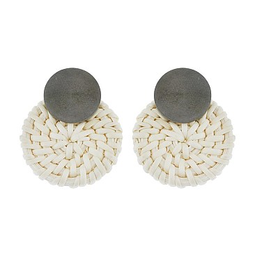 Trendy Round Rattan Post Earring SLE1544