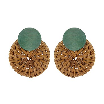 Trendy Round Rattan Post Earring SLE1544