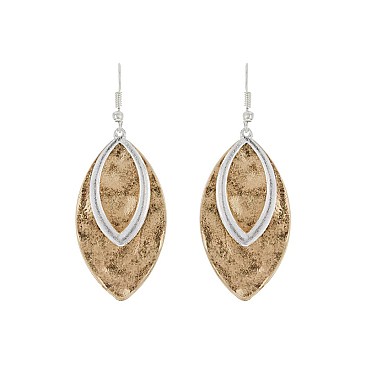 Trendy Hammered Metal Drop Hook Earring SLE1553