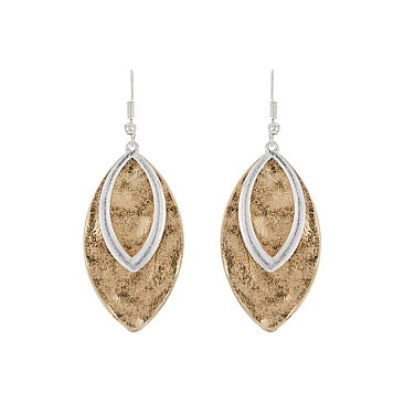 Trendy Hammered Metal Drop Hook Earring SLE1553