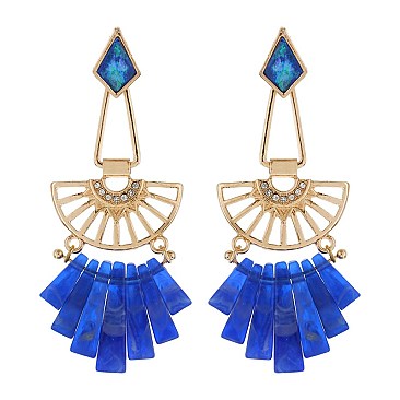 Fashionable Metal Er with Celluloid Drops SLE1572