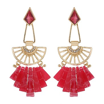 Fashionable Metal Er with Celluloid Drops SLE1572