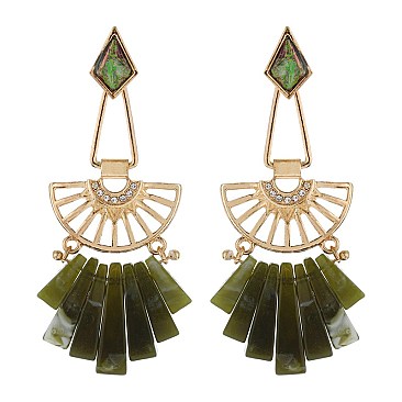 Fashionable Metal Er with Celluloid Drops SLE1572