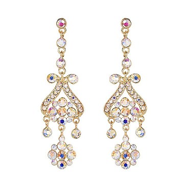 Classy Chandelier Flower Drop Rhinestone Earrings SLE1628