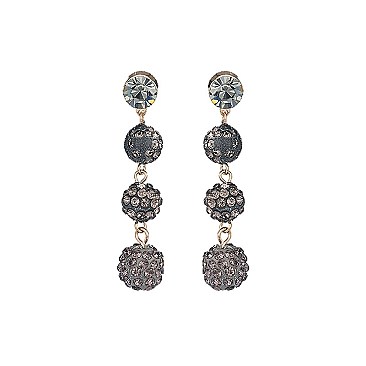 Trendy Stoned 3 Ball Drop Earring SLE1636