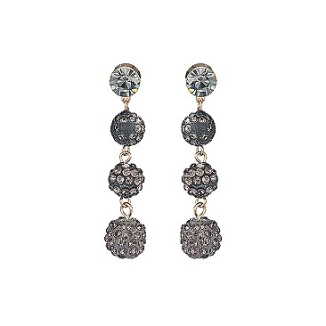 Trendy Stoned 3 Ball Drop Earring SLE1636