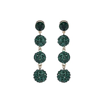 Trendy Stoned 3 Ball Drop Earring SLE1636