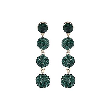 Trendy Stoned 3 Ball Drop Earring SLE1636