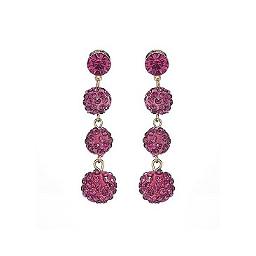 Trendy Stoned 3 Ball Drop Earring SLE1636