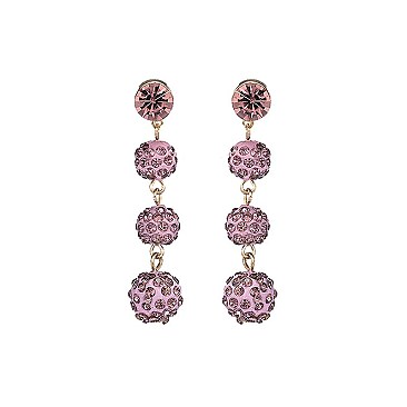 Trendy Stoned 3 Ball Drop Earring SLE1636