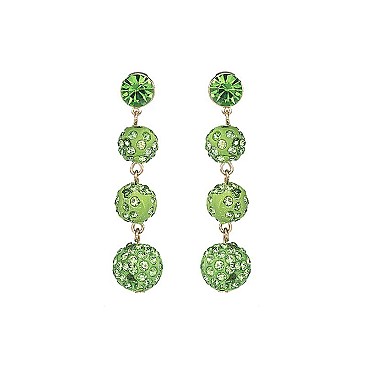Trendy Stoned 3 Ball Drop Earring SLE1636