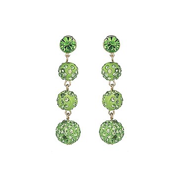 Trendy Stoned 3 Ball Drop Earring SLE1636