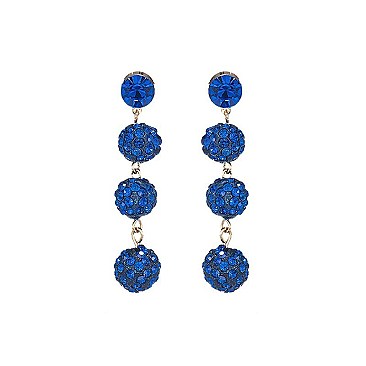 Trendy Stoned 3 Ball Drop Earring SLE1636