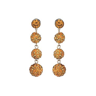 Trendy Stoned 3 Ball Drop Earring SLE1636