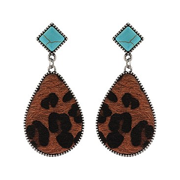 Trendy Teardrop Leather Drop Earrings SLE1656