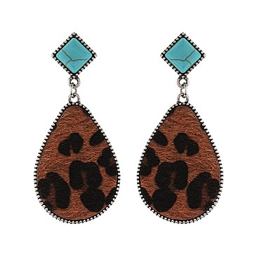 Trendy Teardrop Leather Drop Earrings SLE1656