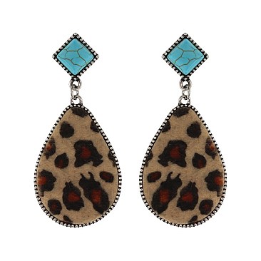 Trendy Teardrop Leather Drop Earrings SLE1656