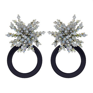 Fashionable Clustered Bead Er with Round Drop SLE1673