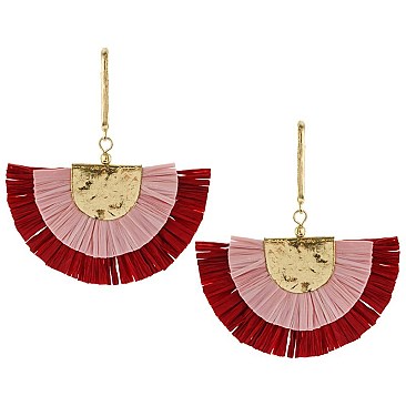 Fashionable 2 Layered Raffia Tassel Earrings SLE1676