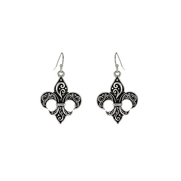 Trendy Dangly Fleur De Lis Hook Earrring SLE1731