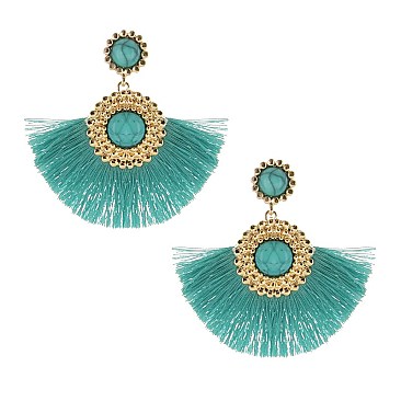 Fashionable Bead Earring with Sil Tassels SLE1747