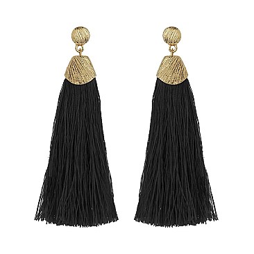 Trendy Post Earring W/ Dangly Silk Tassels SLE1748