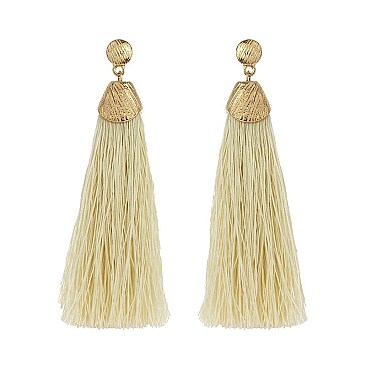 Trendy Post Earring W/ Dangly Silk Tassels SLE1748