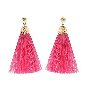 Trendy Post Earring W/ Dangly Silk Tassels SLE1748