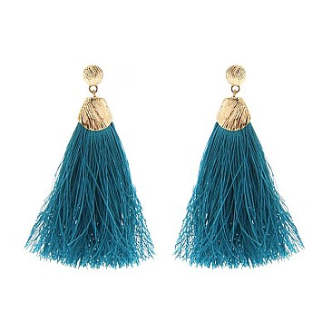 Trendy Post Earring W/ Dangly Silk Tassels SLE1748