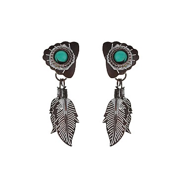 Fashionable Handmade Turquoise Feather Earrings SLE1761