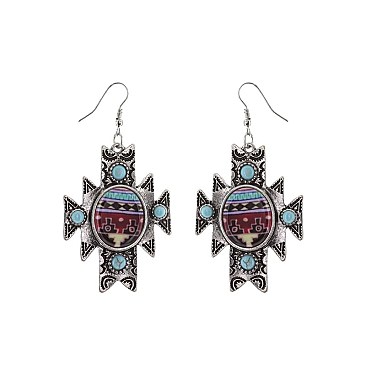 Fashionable Western Navajo Print Earrings SLE1798