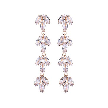 FASHIONABLE MARQUISE LEAF LINEAR DROP EARRING SLE1827
