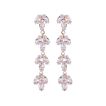 FASHIONABLE MARQUISE LEAF LINEAR DROP EARRING SLE1827