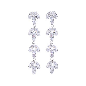 FASHIONABLE MARQUISE LEAF LINEAR DROP EARRING SLE1827
