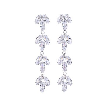 FASHIONABLE MARQUISE LEAF LINEAR DROP EARRING SLE1827