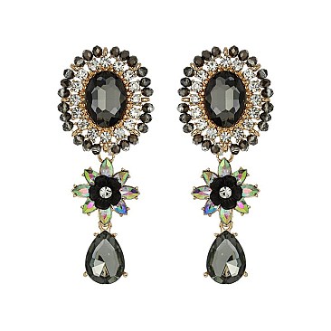 Trendy Oval Rhinestone Er W/ Flower Drop SLE1873