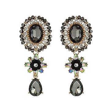 Trendy Oval Rhinestone Er W/ Flower Drop SLE1873