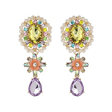 Trendy Oval Rhinestone Er W/ Flower Drop SLE1873