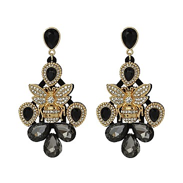 Trendy Rhinestone Drop Earring W/ Bee SLE1875