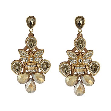 Trendy Rhinestone Drop Earring W/ Bee SLE1875