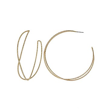 TWISTED TEXTURED METAL HOOP EARRINGS