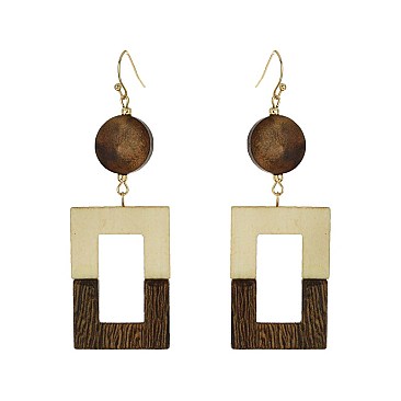 Trendy Dangly 2 Tone Rec Hook Earring SLE1890