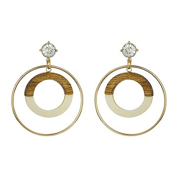 Fashionable Dangly 2 Tone Circle Earring SLE1891
