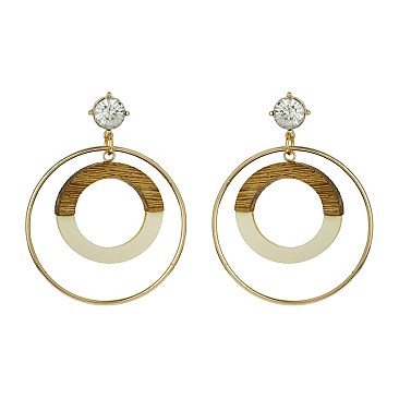 Fashionable Dangly 2 Tone Circle Earring SLE1891