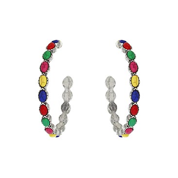 Fashionable Western Tq Semi Hoop Earrings SLE1894